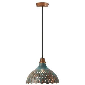 Open Box - River of Goods - 12" Oriana Faux Patina Metal Pendant Ce Blue